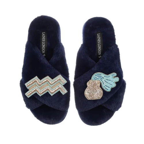 Classic Laines Slippers With Aquarius Star Sign Brooches 5 Classic Laines Slippers With Aquarius Star Sign Brooches - Image 5