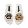 Classic Laines Slippers With Enki Doo The Cockapoo & Paw Brooches