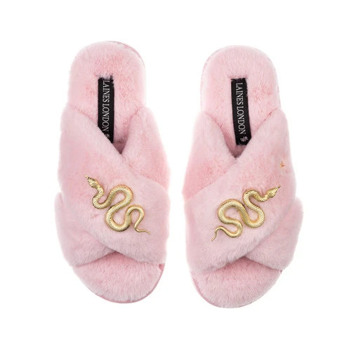 Classic Laines Slippers With Gold Metal Snake Brooches 6 Classic Laines Slippers With Gold Metal Snake Brooches - Image 6