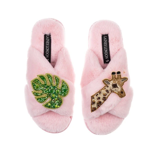 Classic Laines Slippers With Palm Leaf & Giraffe Brooches 6 Classic Laines Slippers With Palm Leaf & Giraffe Brooches - Image 6