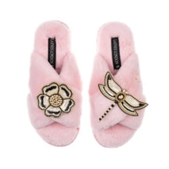 Classic Laines Slippers With Dragonfly & Flower Brooches 13 Classic Laines Slippers With Dragonfly & Flower Brooches -Laines London file 550