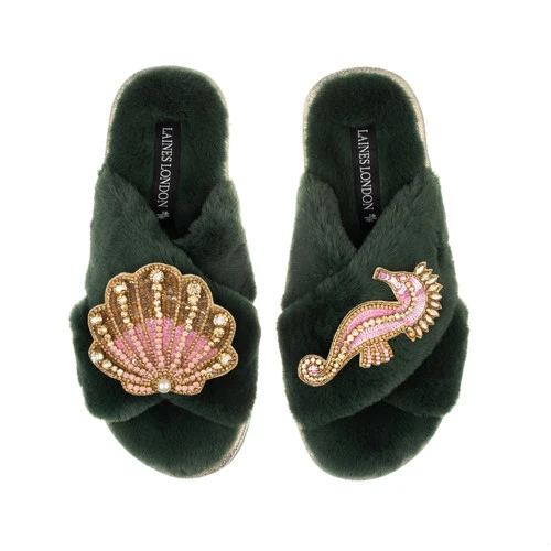 Classic Laines Slippers With Pink & Gold Seahorse & Shell Brooches 5 Classic Laines Slippers With Pink & Gold Seahorse & Shell Brooches - Image 5