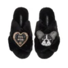 Classic Laines Slippers With Coco The Frenchie & Dog Mum Brooches
