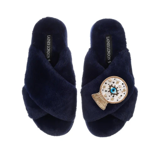 Classic Laines Slippers With Crystal Ball Brooch 1 Classic Laines Slippers With Crystal Ball Brooch