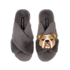 Classic Laines Slippers With Mr Beefy The Bulldog Brooch 9 Classic Laines Slippers With Mr Beefy The Bulldog Brooch -Laines London file 612