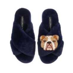 Classic Laines Slippers With Mr Beefy The Bulldog Brooch 10 Classic Laines Slippers With Mr Beefy The Bulldog Brooch -Laines London file 613