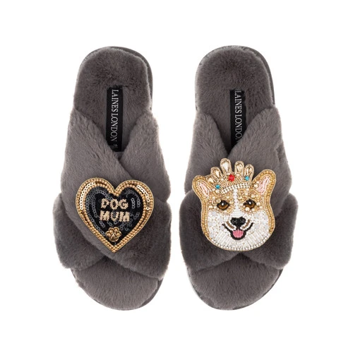 Classic Laines Slippers With Sandy The Corgi & Dog Mum Brooches 3 Classic Laines Slippers With Sandy The Corgi & Dog Mum Brooches - Image 3