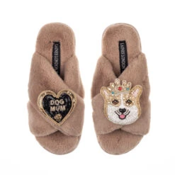 Classic Laines Slippers With Sandy The Corgi & Dog Mum Brooches 9 Classic Laines Slippers With Sandy The Corgi & Dog Mum Brooches -Laines London file 639