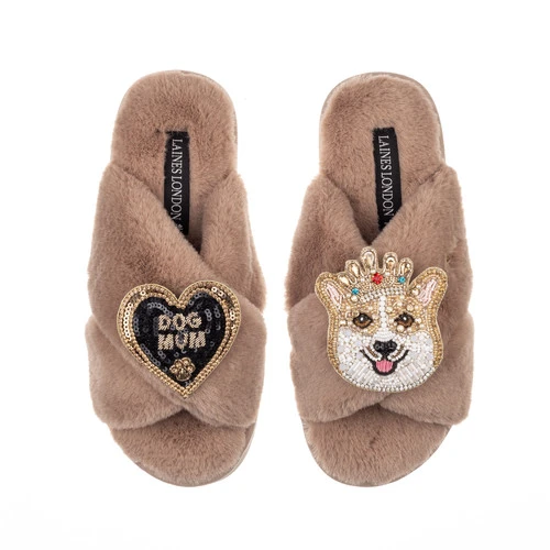 Classic Laines Slippers With Sandy The Corgi & Dog Mum Brooches 4 Classic Laines Slippers With Sandy The Corgi & Dog Mum Brooches - Image 4
