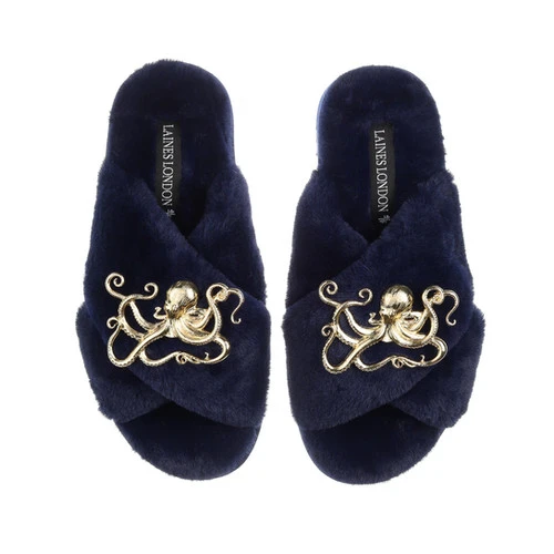 Classic Laines Slippers With Gold Metal Octopus Brooches 5 Classic Laines Slippers With Gold Metal Octopus Brooches - Image 5
