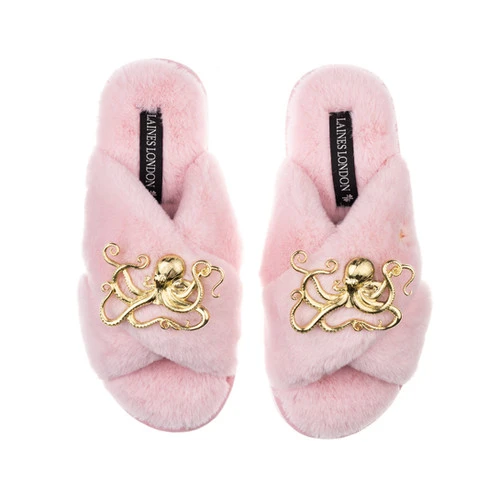 Classic Laines Slippers With Gold Metal Octopus Brooches 6 Classic Laines Slippers With Gold Metal Octopus Brooches - Image 6