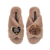 Classic Laines Slippers With Rocco The Chocolate Lab & Dog Mum Brooches