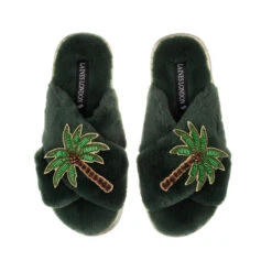 Laines London 7 Classic Laines Slippers With Double Palm Tree Brooches