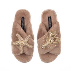 Classic Laines Slippers With Gold Lobster & Starfish Brooches 13 Classic Laines Slippers With Gold Lobster & Starfish Brooches -Laines London file 667