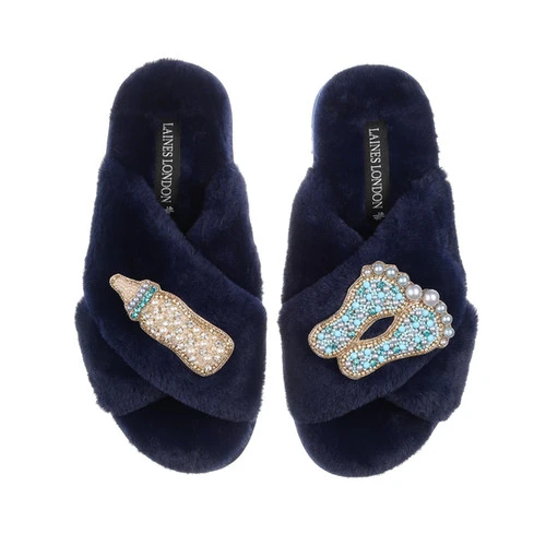 Classic Laines Slippers With New Baby Boy Brooches 1 Classic Laines Slippers With New Baby Boy Brooches