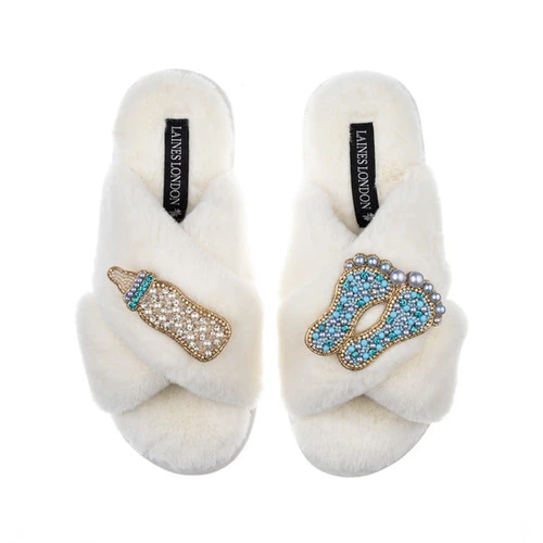 Classic Laines Slippers With New Baby Boy Brooches 2 Classic Laines Slippers With New Baby Boy Brooches - Image 2
