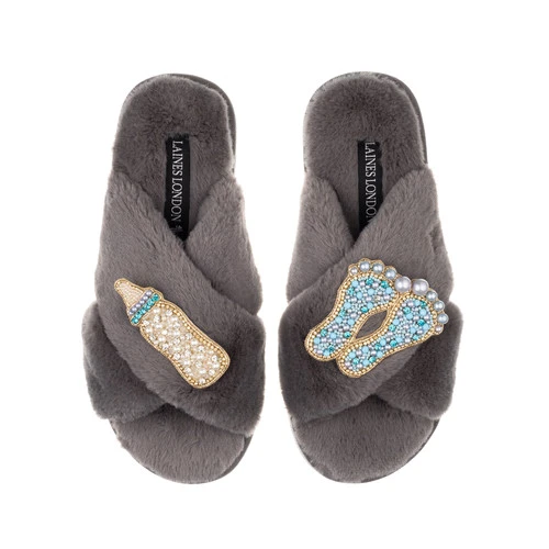 Classic Laines Slippers With New Baby Boy Brooches 3 Classic Laines Slippers With New Baby Boy Brooches - Image 3