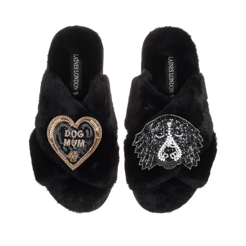 Classic Laines Slippers With Bentley The Black & White Spaniel & Dog Mum Brooch 6 Classic Laines Slippers With Bentley The Black & White Spaniel & Dog Mum Brooch - Image 6