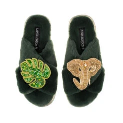 Classic Laines Slippers With Palm Leaf & Gold Elephant Brooches 11 Classic Laines Slippers With Palm Leaf & Gold Elephant Brooches -Laines London file 769