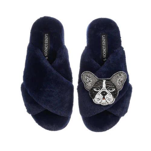 Classic Laines Slippers With Coco The Frenchie Brooch 1 Classic Laines Slippers With Coco The Frenchie Brooch