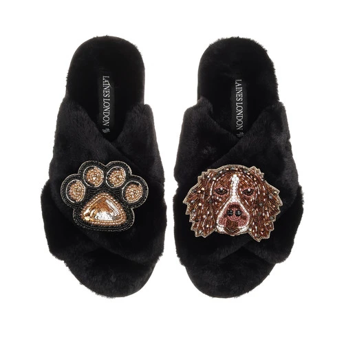 Classic Laines Slippers With Duke The Brown & White Spaniel & Paw Brooches 5 Classic Laines Slippers With Duke The Brown & White Spaniel & Paw Brooches - Image 5