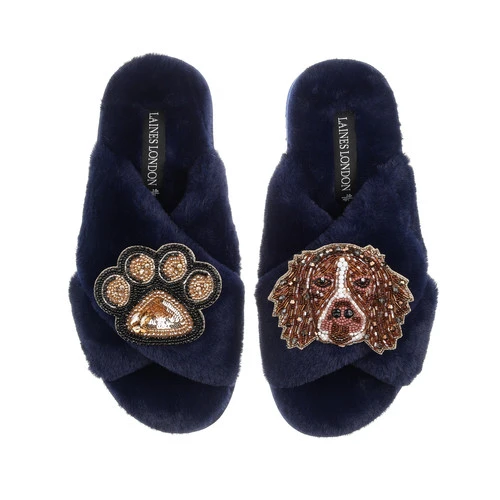 Classic Laines Slippers With Duke The Brown & White Spaniel & Paw Brooches 7 Classic Laines Slippers With Duke The Brown & White Spaniel & Paw Brooches - Image 7