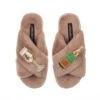 Classic Laines Slippers With Laines Champers & Glass Brooches