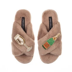 Classic Laines Slippers With Laines Champers & Glass Brooches