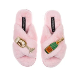 Classic Laines Slippers With Laines Champers & Glass Brooches -Laines London file 820