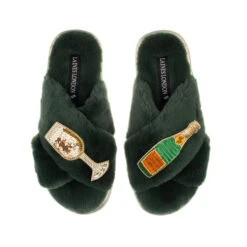 Classic Laines Slippers With Laines Champers & Glass Brooches -Laines London file 822
