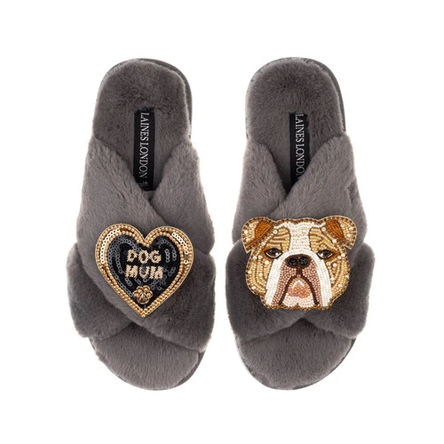 Classic Laines Slippers With Mr Beefy The Bulldog & Dog Mum Brooches 4 Classic Laines Slippers With Mr Beefy The Bulldog & Dog Mum Brooches - Image 4