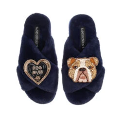 Classic Laines Slippers With Mr Beefy The Bulldog & Dog Mum Brooches 10 Classic Laines Slippers With Mr Beefy The Bulldog & Dog Mum Brooches -Laines London file 839