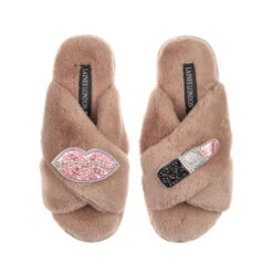 Classic Laines Slippers With Pink & Silver Pucker Up Brooches 11 Classic Laines Slippers With Pink & Silver Pucker Up Brooches -Laines London file 85