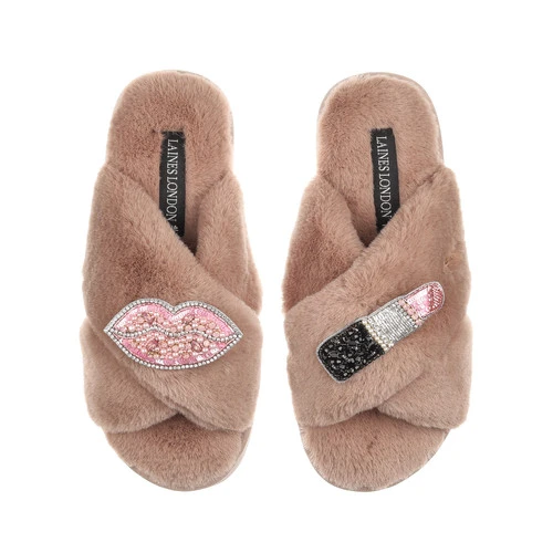 Classic Laines Slippers With Pink & Silver Pucker Up Brooches 6 Classic Laines Slippers With Pink & Silver Pucker Up Brooches - Image 6