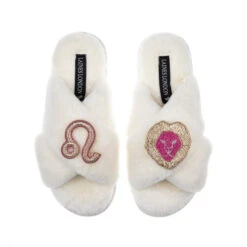 Classic Laines Slippers With Leo Star Sign Brooches -Laines London file 877