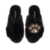 Classic Laines Slippers With Paw Print Brooch