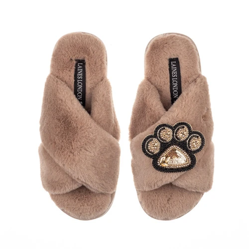 Classic Laines Slippers With Paw Print Brooch 2 Classic Laines Slippers With Paw Print Brooch - Image 2