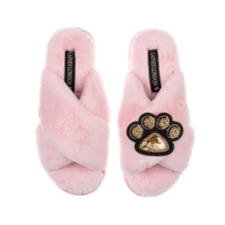 Classic Laines Slippers With Paw Print Brooch 9 Classic Laines Slippers With Paw Print Brooch -Laines London file 892