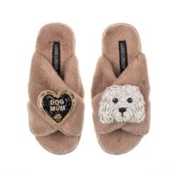 Classic Laines Slippers With Queenie The Bichon & Dog Mum Brooches -Laines London file 9