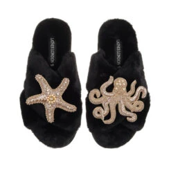 Classic Laines Slippers With Gold Octopus & Starfish Brooches 13 Classic Laines Slippers With Gold Octopus & Starfish Brooches -Laines London file 901