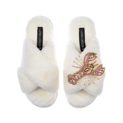 Classic Laines Slippers With Pink & Gold Lobster
