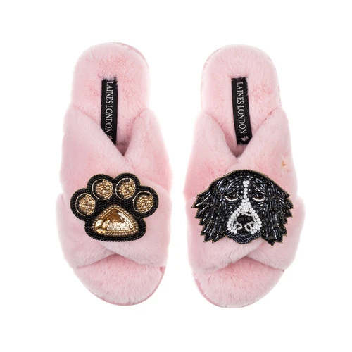 Classic Laines Slippers With Bentley The Black & White Spaniel & Paw Brooches 6 Classic Laines Slippers With Bentley The Black & White Spaniel & Paw Brooches - Image 6