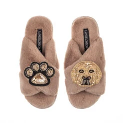 Classic Laines Slippers With Skip The Golden Lab & Paw Brooches 11 Classic Laines Slippers With Skip The Golden Lab & Paw Brooches -Laines London file 939