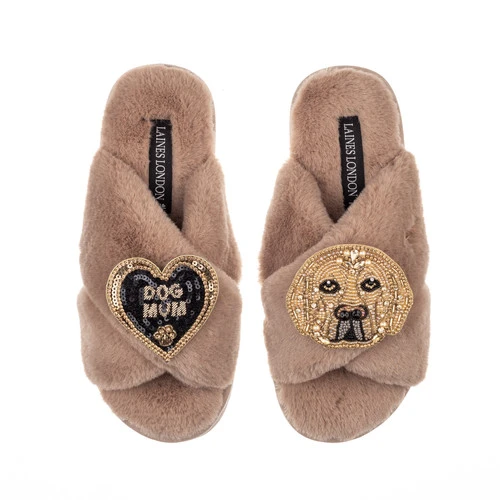 Classic Laines Slippers With Skip The Golden Lab & Dog Mum Brooches 2 Classic Laines Slippers With Skip The Golden Lab & Dog Mum Brooches - Image 2