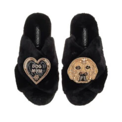 Classic Laines Slippers With Skip The Golden Lab & Dog Mum Brooches 8 Classic Laines Slippers With Skip The Golden Lab & Dog Mum Brooches -Laines London file 944