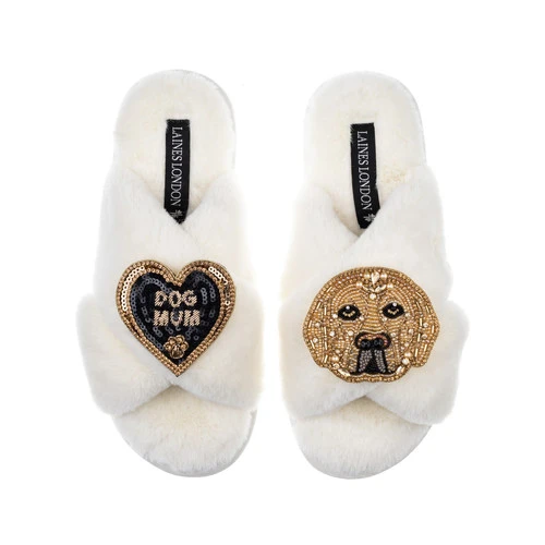 Classic Laines Slippers With Skip The Golden Lab & Dog Mum Brooches 4 Classic Laines Slippers With Skip The Golden Lab & Dog Mum Brooches - Image 4