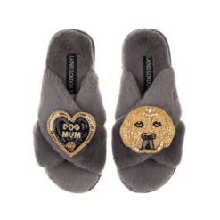 Classic Laines Slippers With Skip The Golden Lab & Dog Mum Brooches 10 Classic Laines Slippers With Skip The Golden Lab & Dog Mum Brooches -Laines London file 946