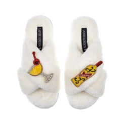 Classic Laines Slippers With Snowball Cocktail Brooches -Laines London file 957