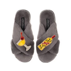 Classic Laines Slippers With Snowball Cocktail Brooches -Laines London file 959