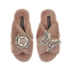 Classic Laines Slippers With Butterfly & Flower Brooches